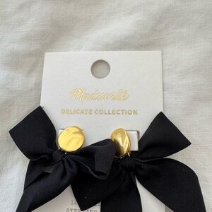 Madewell Black and Gold Bow Earrings